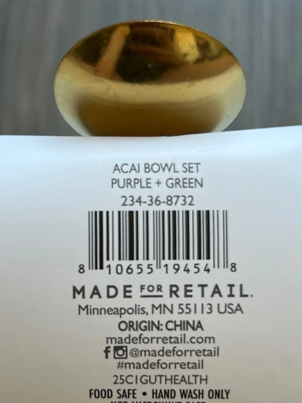 NWT Acai Bowl and Gold Spoon Set